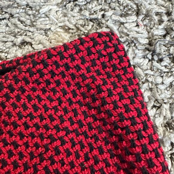 Talbots Lambswool Red Black Houndstooth Check Infinity Collar Scarf Women's - Picture 5 of 9